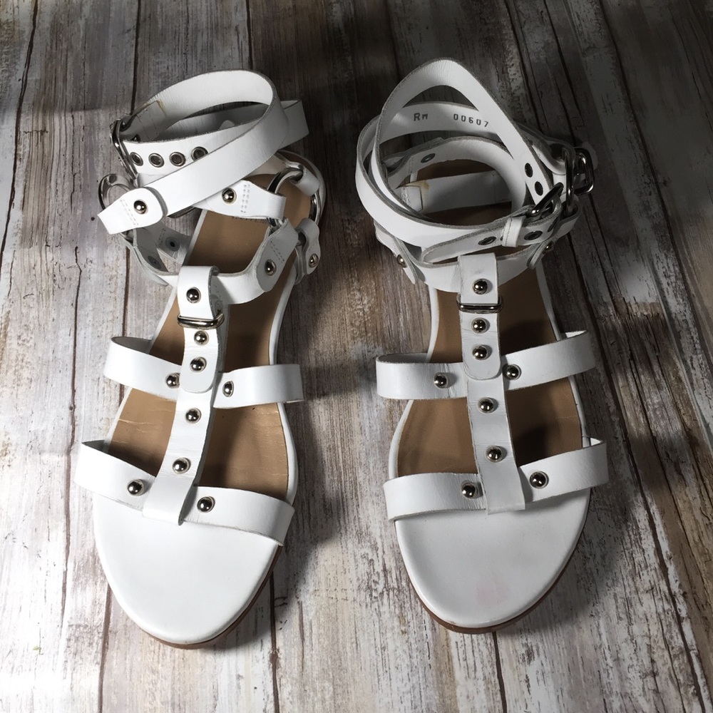 STUART WEITZMAN 00607 white gladiator sandals flats 7.5
